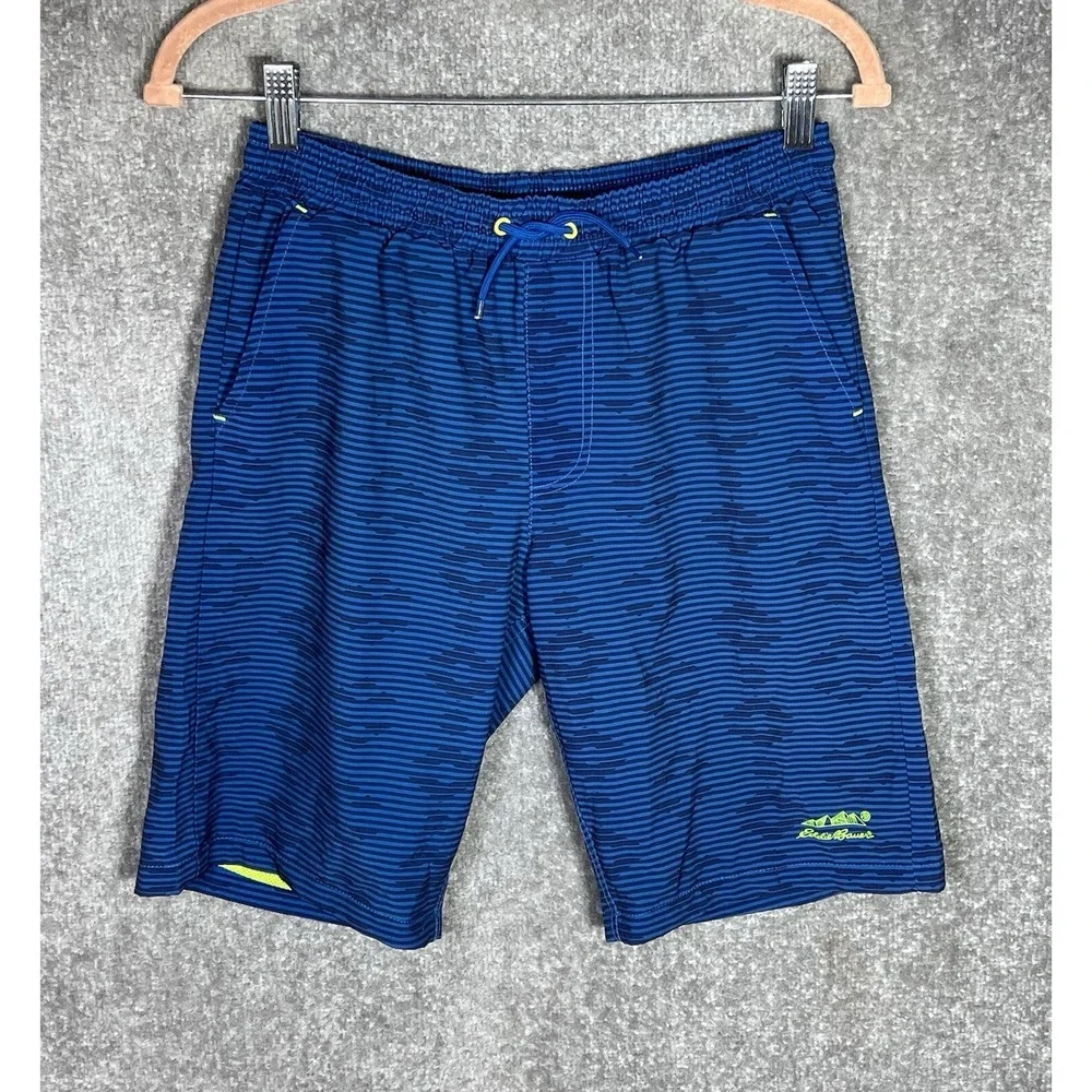 Eddie Bauer Swim Trunks Shorts Boys Kids Size 14/16 Blue Pockets‎ Drawstring